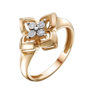 Кольцо "Цветок" с бриллиантами из золота 585 пробы