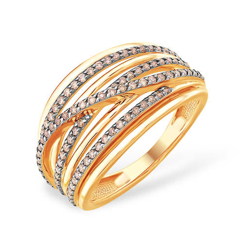 Кольцо с коньячными бриллиантами из золота 585 пробы 