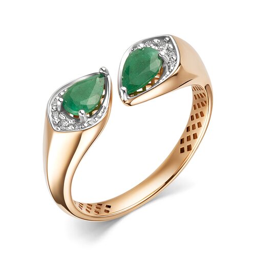 Кольцо с бриллиантами и изумрудами из золота 585 пробы