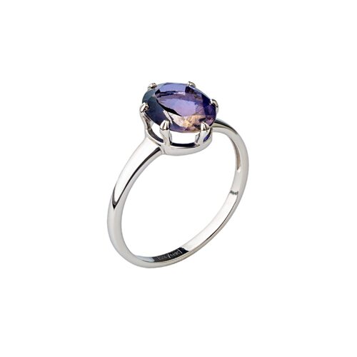Кольцо с иолитом из белого золота 585 пробы арт. КЛ-25/9357ИОЛ2