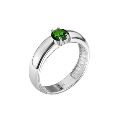 Кольцо с хромдиопсидом из серебра 925 пробы