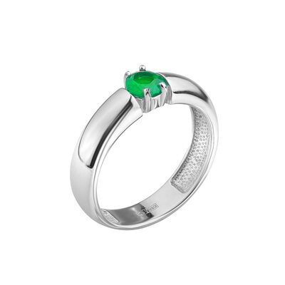 Кольцо с изумрудом из серебра 925 пробы