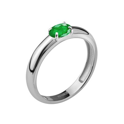 Кольцо с изумрудом из серебра 925 пробы