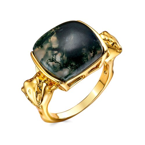 Кольцо с водным агатом из серебра 925 пробы с позолотой