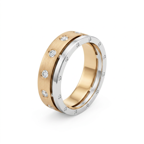 Кольцо обручальное с бриллиантами из золота 585 пробы