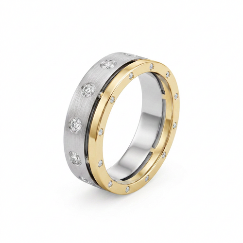 Кольцо обручальное с бриллиантами из золота 585 пробы