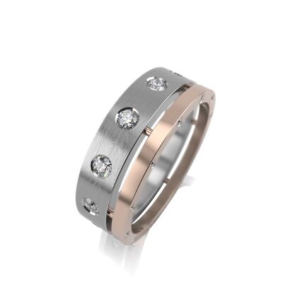 Кольцо обручальное с бриллиантами из золота 585 пробы