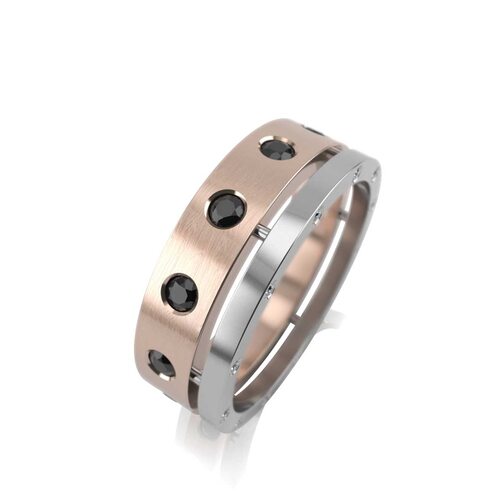 Кольцо обручальное с бриллиантами из золота 585 пробы арт. КРТ-10-36чбр/бк