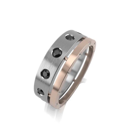 Кольцо обручальное с бриллиантами из золота 585 пробы