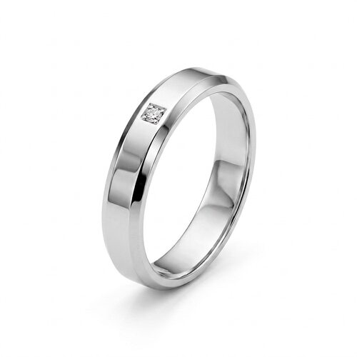 Кольцо обручальное с бриллиантом из белого золота 585 пробы