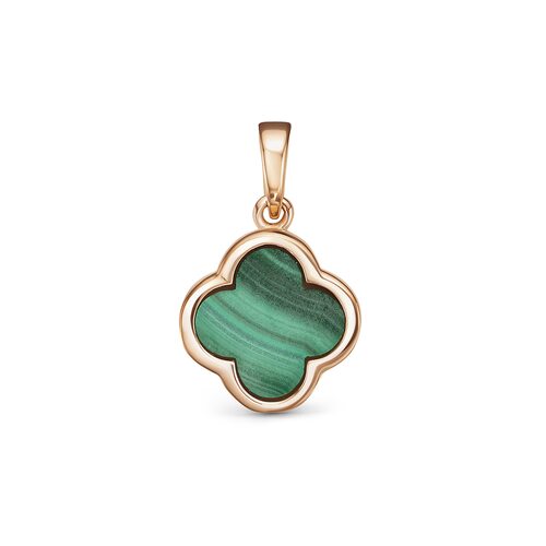 Подвеска "Клевер" с малахитом из золота 585 пробы