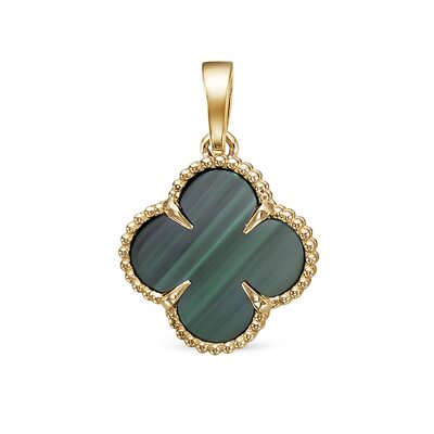 Подвеска "Клевер" с малахитом из желтого золота 585 пробы