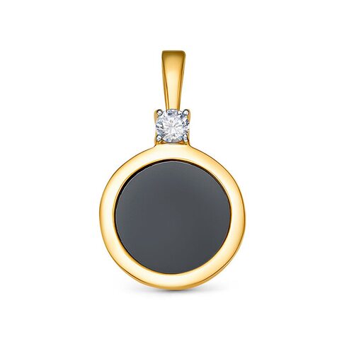 Подвеска с ониксом и фианитом из золота 585 пробы