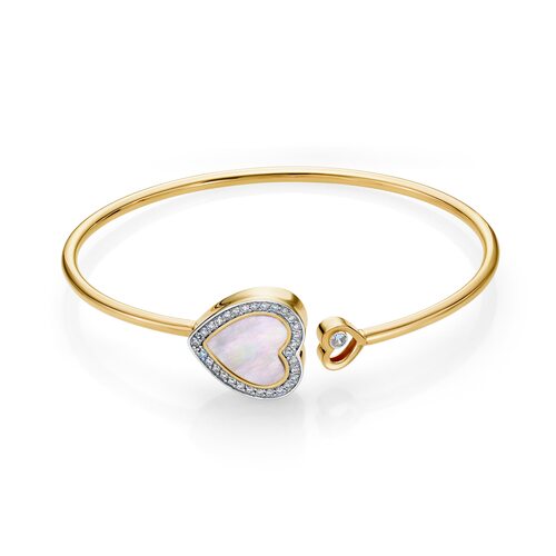 Браслет с перламутром и фианитами из золота 585 пробы