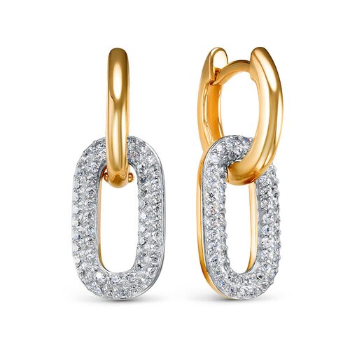 Серьги с фианитами из желтого золота 585 пробы