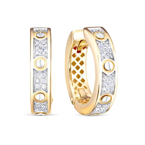 Серьги с фианитами из желтого золота 585 пробы