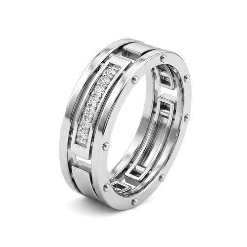 Кольцо обручальное с бриллиантами из белого золота 585 пробы