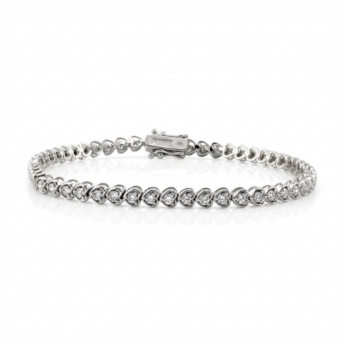 Браслет "Сердца" с бриллиантами из белого золота 750 пробы