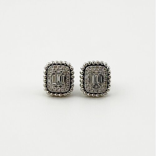 Серьги с бриллиантами из белого золота 585 пробы