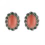Серьги с кораллом, цаворитом и бриллианттами из белого золота 750 пробы арт. MJ-2340E_WGDWTVCOR