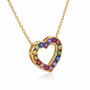 Колье "Сердце" с сапфирами и рубинами из желтого золота 585 пробы арт. MN22987-CS1-ML-YG
