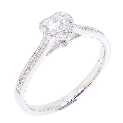 Кольцо "Сердце" с бриллиантами из белого золота 585 пробы 