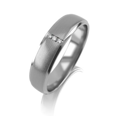 Кольцо обручальное с бриллиантами из белого золота 585 пробы