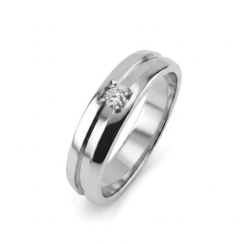 Кольцо обручальное с бриллиантом из белого золота 585 пробы