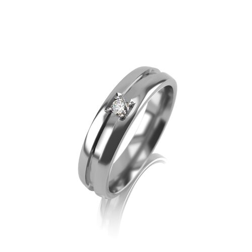 Кольцо обручальное с бриллиантом из белого золота 585 пробы