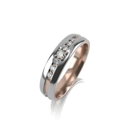 Кольцо обручальное с бриллиантами из золота 585 пробы