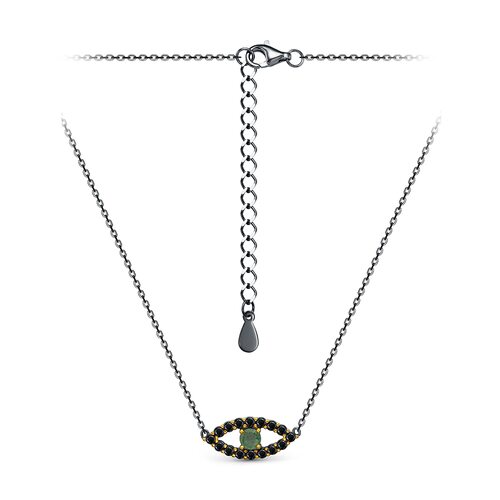 Колье "Глаз" со шпинелью и авантюрином из серебра 925 пробы