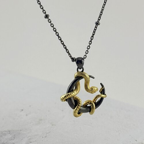 Колье "Змея и Луна" из серебра 925 пробы