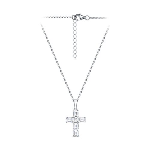 Цепь с подвеской с фианиатми из серебра 925 пробы