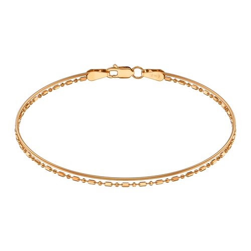 Браслет плетения "Снейк + Шарик-бочка" из золота 585 пробы 