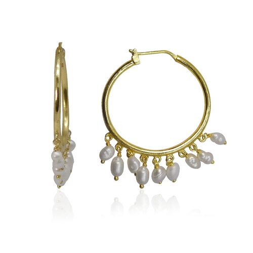 Серьги с жемчугом из серебра 925 пробы с позолотой