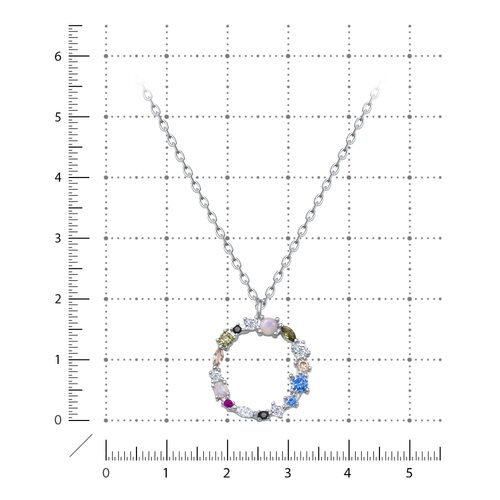 Колье "Буква О" с фианитами из серебра 925 пробы
