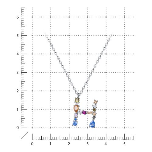 Колье "Буква Н" с фианитами из серебра 925 пробы