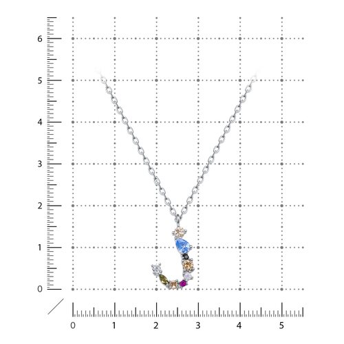 Колье "Буква J" с фианитами з серебра 925 пробы