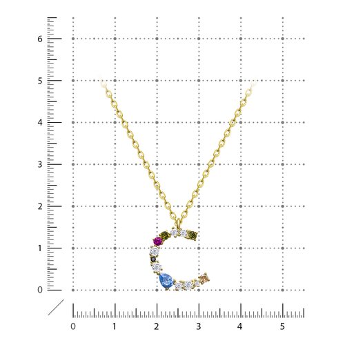 Колье "Буква С" из серебра 925 пробы с позолотой