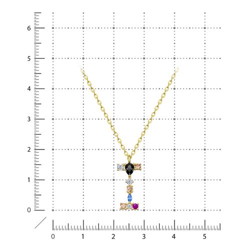 Колье "Буква I" с фианитами из серебра 925 пробы с позолотой