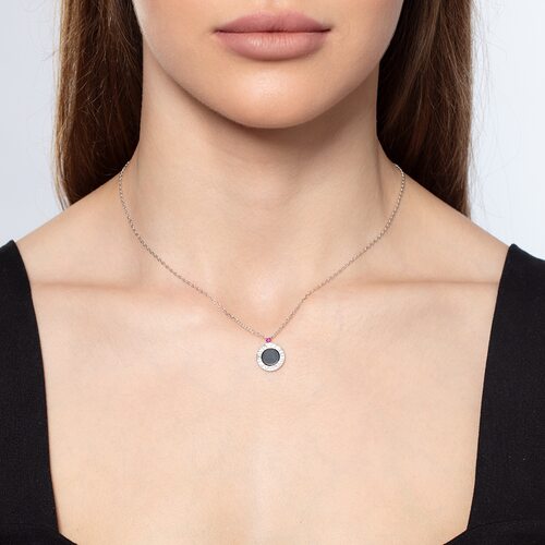 Колье с ониксом и фианитом из серебра 925 пробы