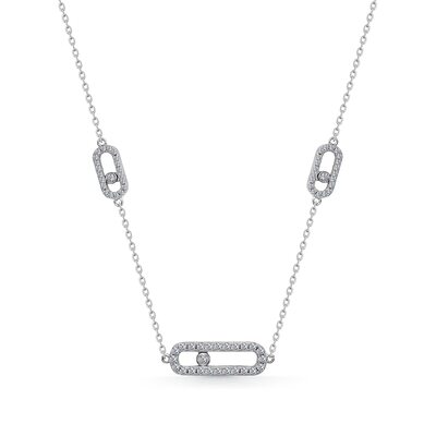 Колье с фианитами из серебра 925 пробы