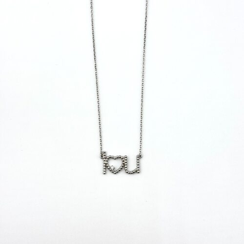 Колье "I love you" с фианитом из серебра 925 пробы