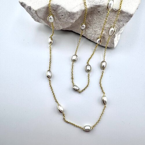 Колье с жемчугом из серебра 925 пробы с позолотой