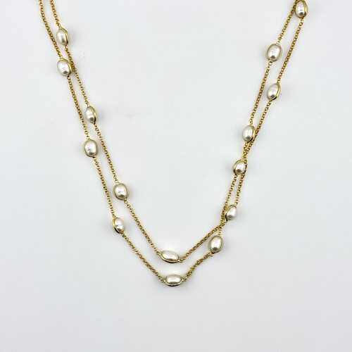 Колье с жемчугом из серебра 925 пробы с позолотой