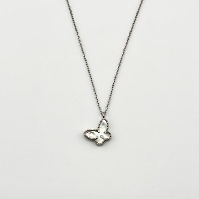 Колье "Бабочка" с перламутром из серебра 925 пробы