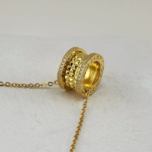 Колье с фианитами из серебра 925 пробы с позолотой