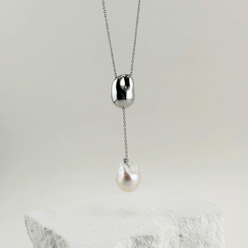 Колье с жемчугом и фианитом из серебра 925 пробы