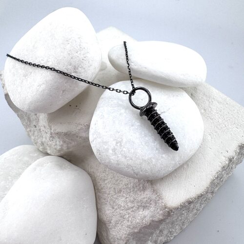 Колье "Болт" с фианитами из серебра 925 пробы