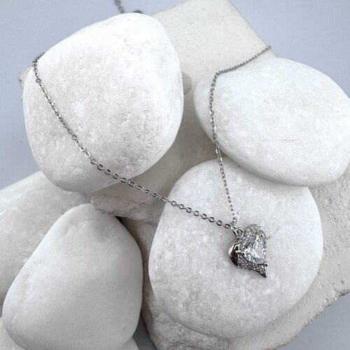 Колье "Сердце" с фианитами из серебра 925 пробы